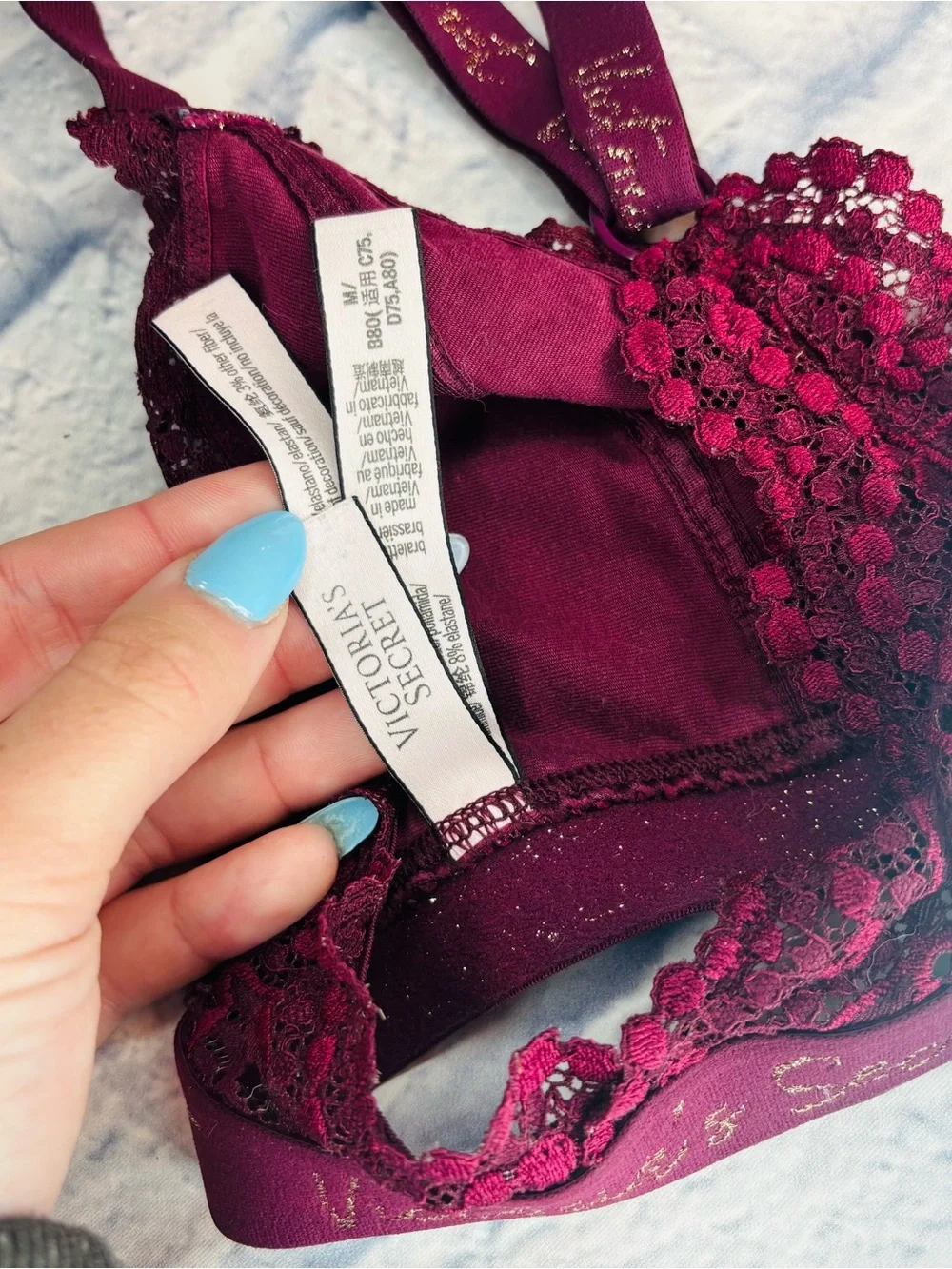 Victoria’s Secret Maroon Front Clasping Lace Bralette Size Medium - Picture 4 of 4